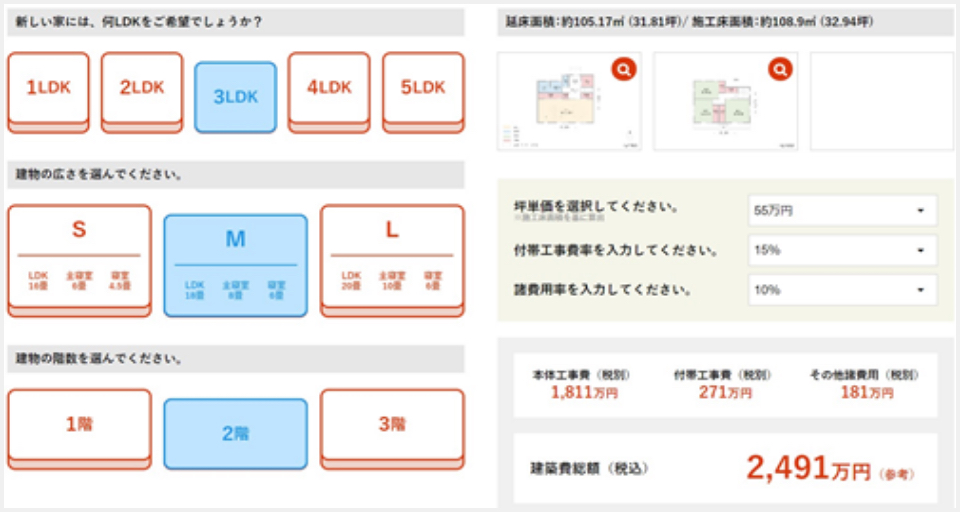 希望の建物を実現するための土地が探せます